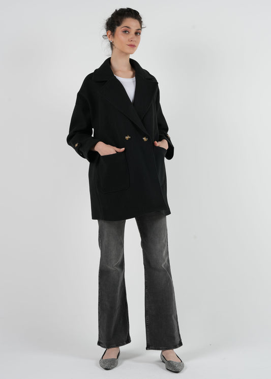 Double-Breasted Wool-Blend Coat\معطف من خليط الصوف مزدوج الأزرار