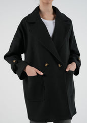 Double-Breasted Wool-Blend Coat\معطف من خليط الصوف مزدوج الأزرار