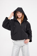 Waterproof Jacket with Drawstring Hoodie & Side Pockets