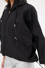 Waterproof Jacket with Drawstring Hoodie & Side Pockets