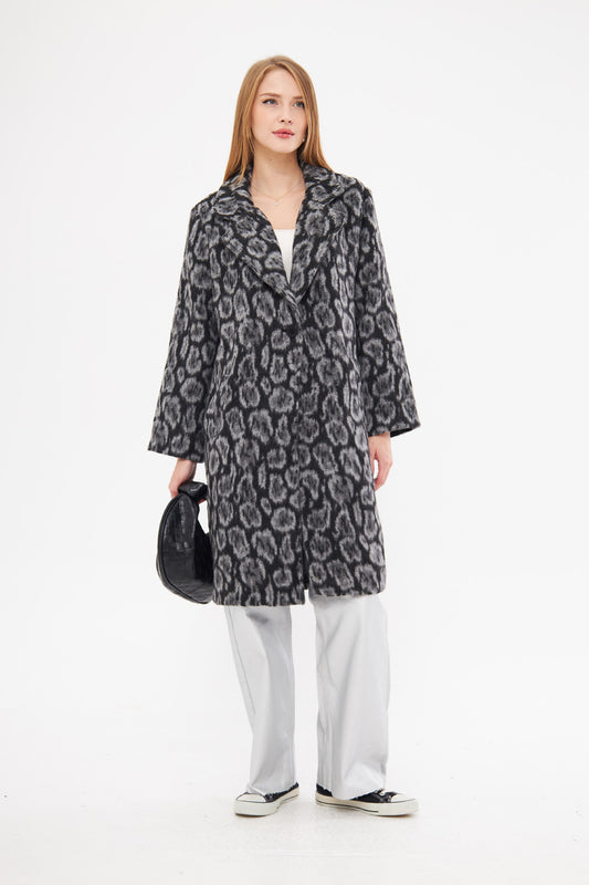 Printed Multi-Toned Midi Coat