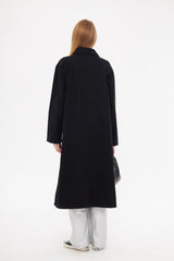 Collared Solid Hidden Closure Midi Coat