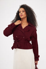 Velvet Solid Cropped Jacket