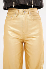 Solid Leather Baggy Loose Fit Trousers