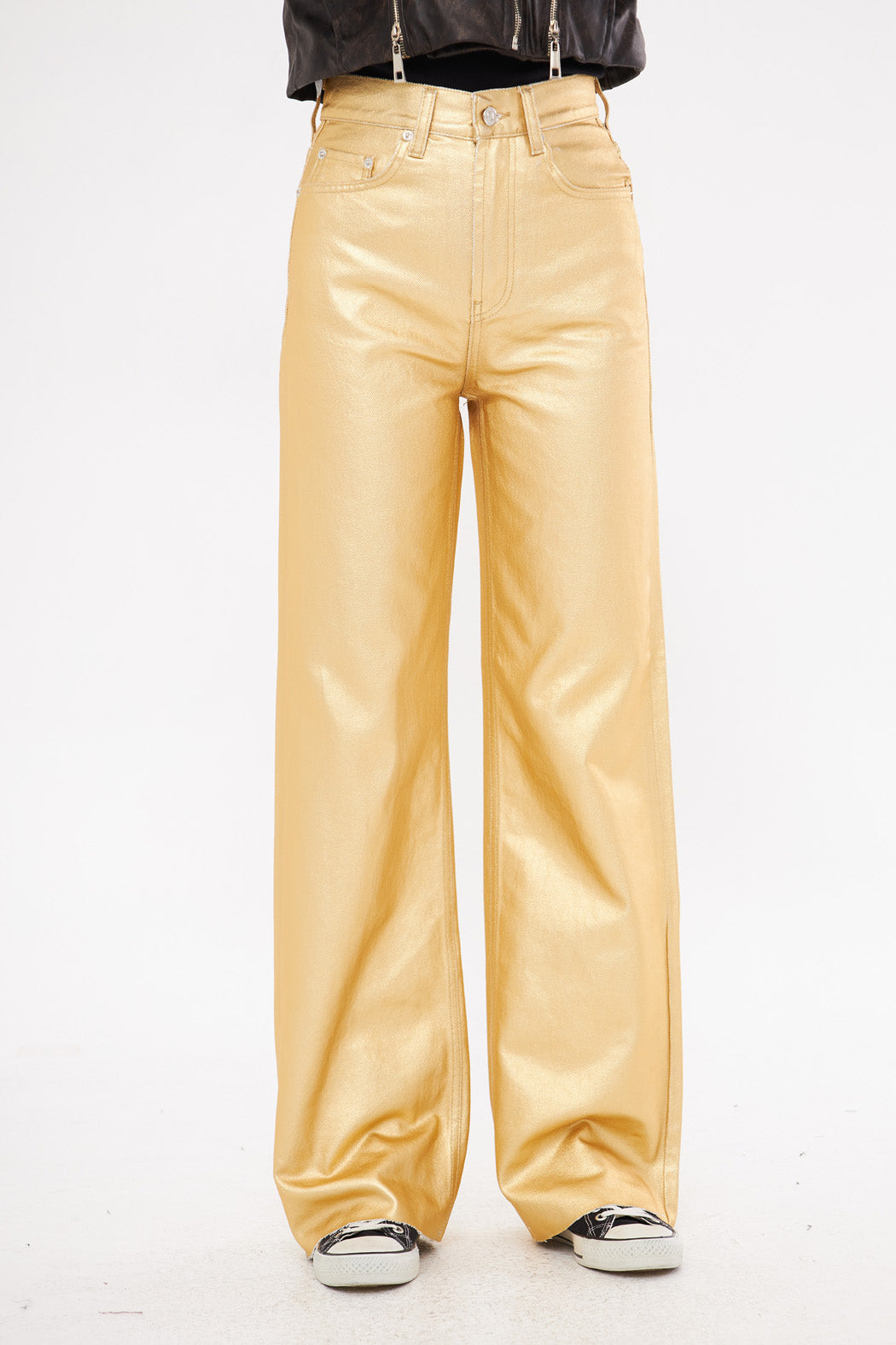 Solid Leather Baggy Loose Fit Trousers