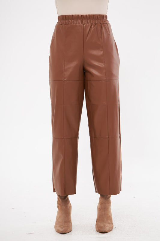 Solid Leather Baggy Loose Fit Trousers