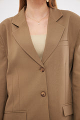 Solid Fitted Faux Pockets Blazer