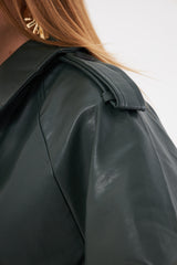 Solid Leather Cropped Jacket with Belt