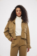 Utility Pocket Zip-Up Jacket with Modern Silhouette