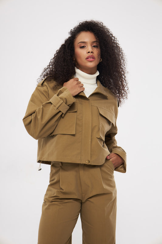 Utility Pocket Zip-Up Jacket with Modern Silhouette