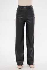 Solid Leather Baggy Loose Fit Trousers