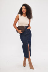 Denim Fitted Maxi Skirt