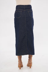 Denim Fitted Maxi Skirt