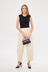 Solid Leather Baggy Loose Fit Trousers