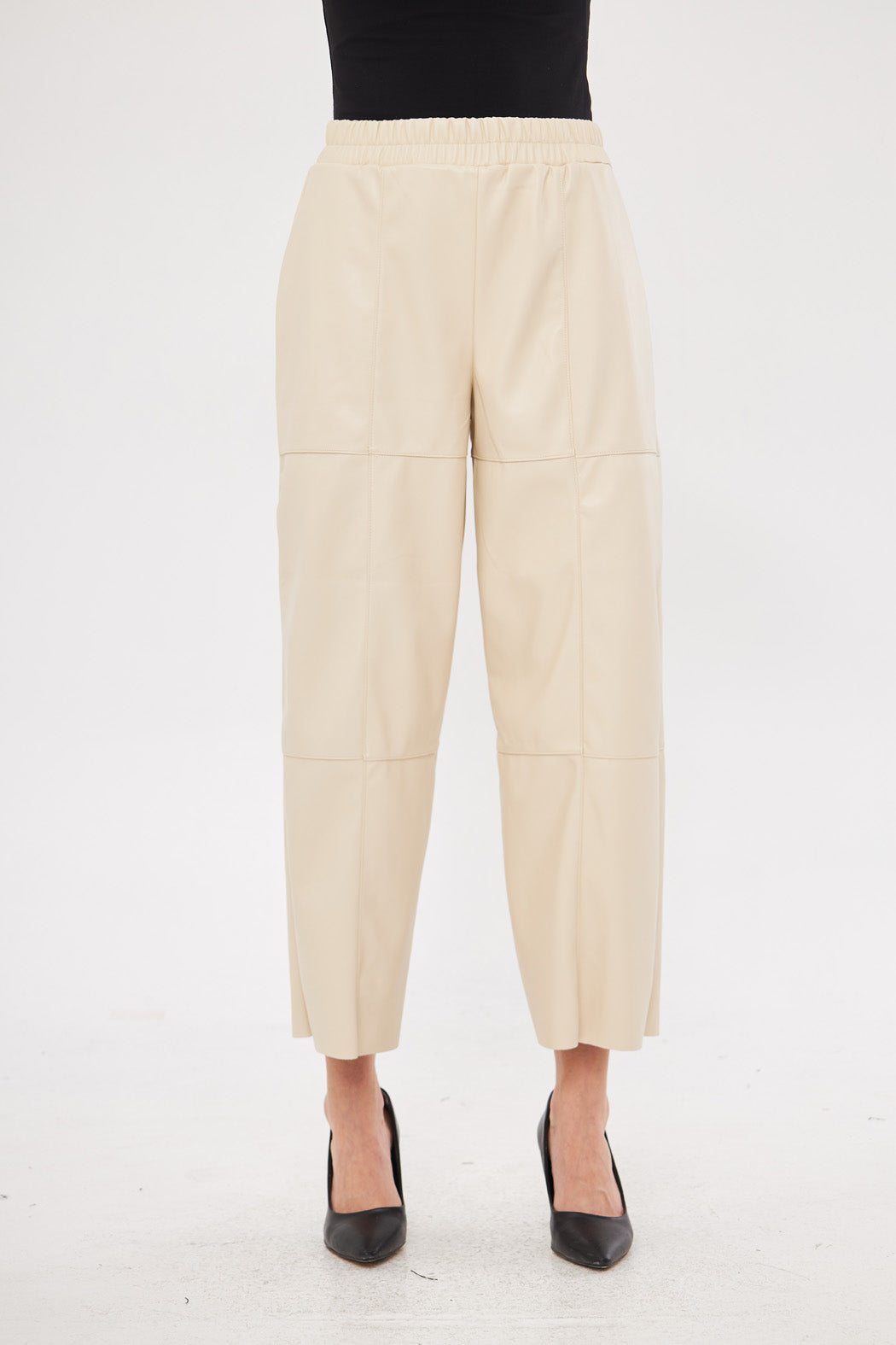 Solid Leather Baggy Loose Fit Trousers