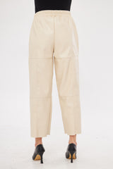 Solid Leather Baggy Loose Fit Trousers