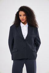 Stripped Two-Toned Blazer with Pockets