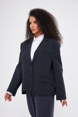 Stripped Two-Toned Blazer with Pockets