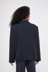 Stripped Two-Toned Blazer with Pockets