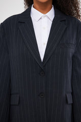 Stripped Two-Toned Blazer with Pockets