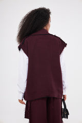 Loose Threads Hem Solid Gilet