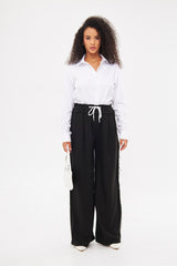 Drawstring Waist Baggy Solid Trouser