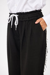 Drawstring Waist Baggy Solid Trouser