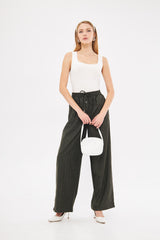 Drawstring Waist Baggy Solid Trouser