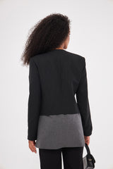 Two-Toned Tie-Up Blazer with Faux Pockets