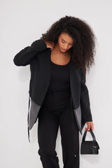 Two-Toned Tie-Up Blazer with Faux Pockets