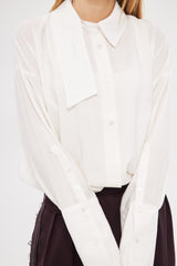 Solid Hidden Buttoned Shirt with Asymmetrical Collar