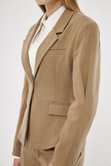 Solid Fitted Faux Pockets Blazer