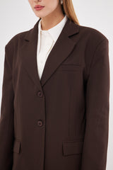 Solid Fitted Faux Pockets Blazer