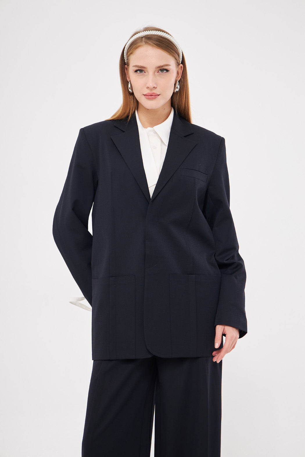 Solid Classic Blazer with Pockets