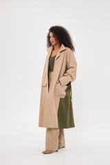 Oversized Solid Coat with Front Pockets