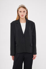 Stripped Two-Toned Blazer with Pockets