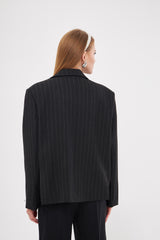 Stripped Two-Toned Blazer with Pockets