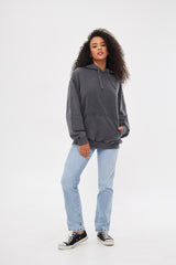 Relaxed Solid Hoodie with Front Pocket