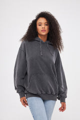 Relaxed Solid Hoodie with Front Pocket