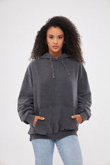 Relaxed Solid Hoodie with Front Pocket