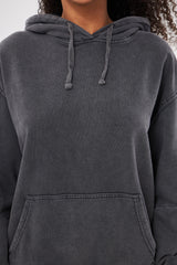 Relaxed Solid Hoodie with Front Pocket