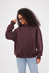 Relaxed Solid Hoodie with Front Pocket