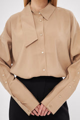 Solid Hidden Buttoned Shirt with Asymmetrical Collar