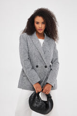 Textured Single-Breast Blazer with Faux Pockets