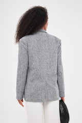 Textured Single-Breast Blazer with Faux Pockets