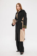 Solid Coat with Front Pockets & Beige Back