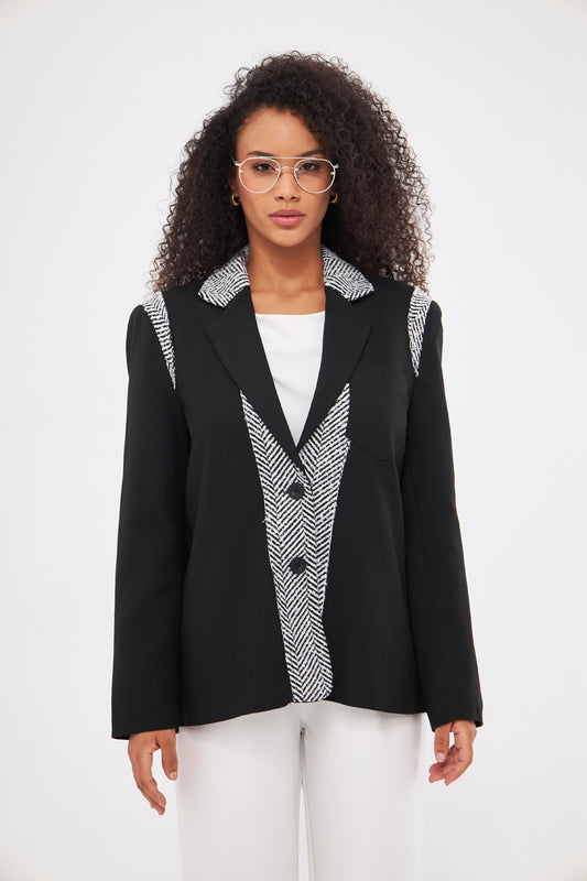 Embroidered Notched  Collar Blazer