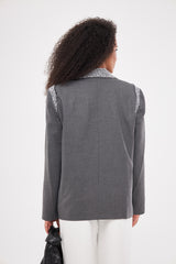 Embroidered Notched  Collar Blazer