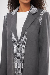 Embroidered Notched  Collar Blazer