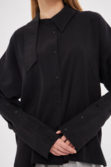 Solid Hidden Buttoned Shirt with Asymmetrical Collar